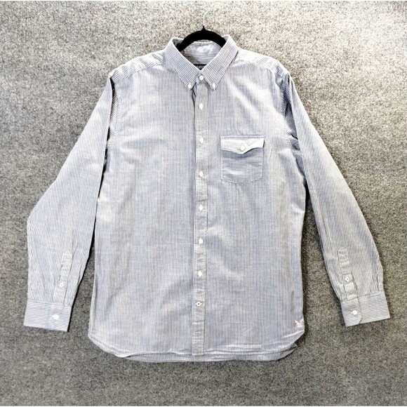 American Eagle Shirt Men's XLT Button Down Collar Hickory Stripe Preppy Office - Picture 2 of 12